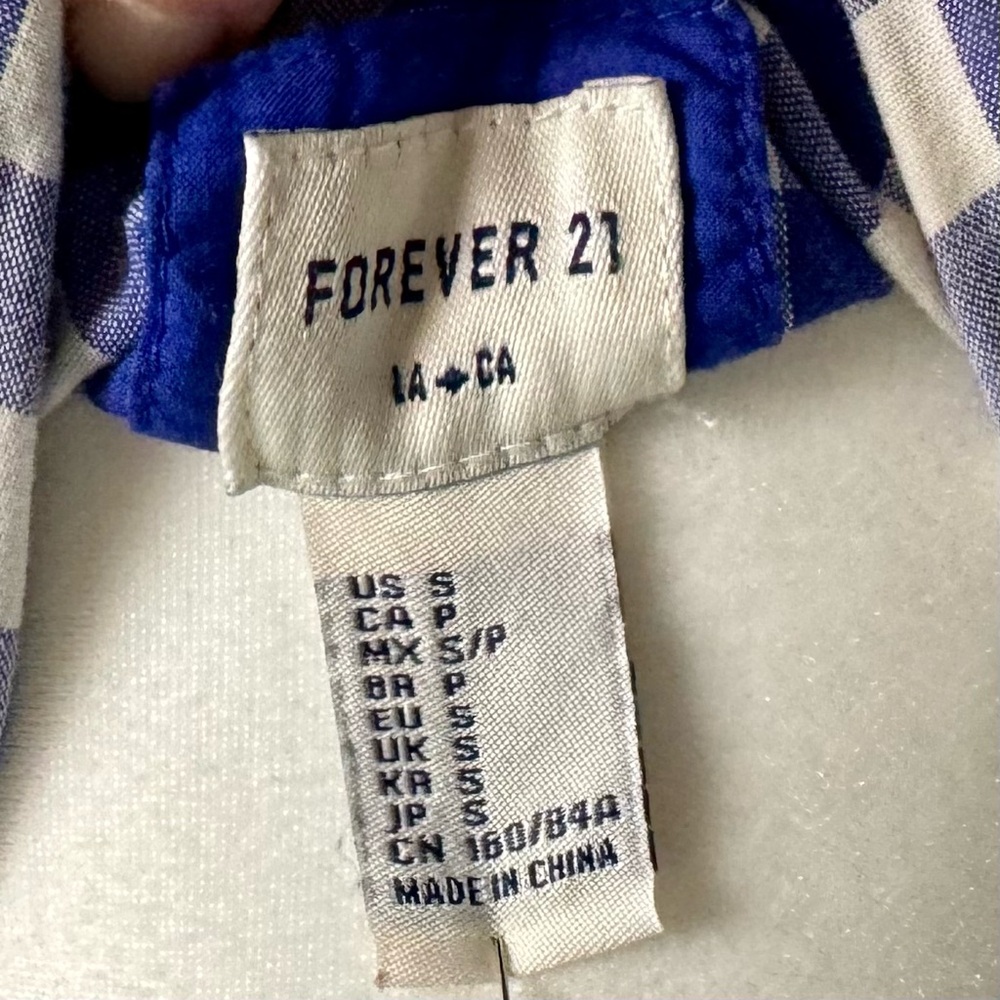 Forever 21 Blue and White Plaid Top - Picture 4 of 4
